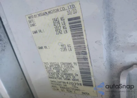 2011 Nissan Altima 2.5 S from USA, damaged, VIN 1N4AL2AP7BN420398